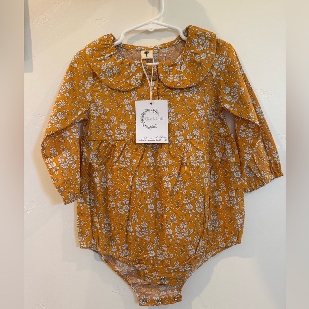 Orange Floral Kids Onesie